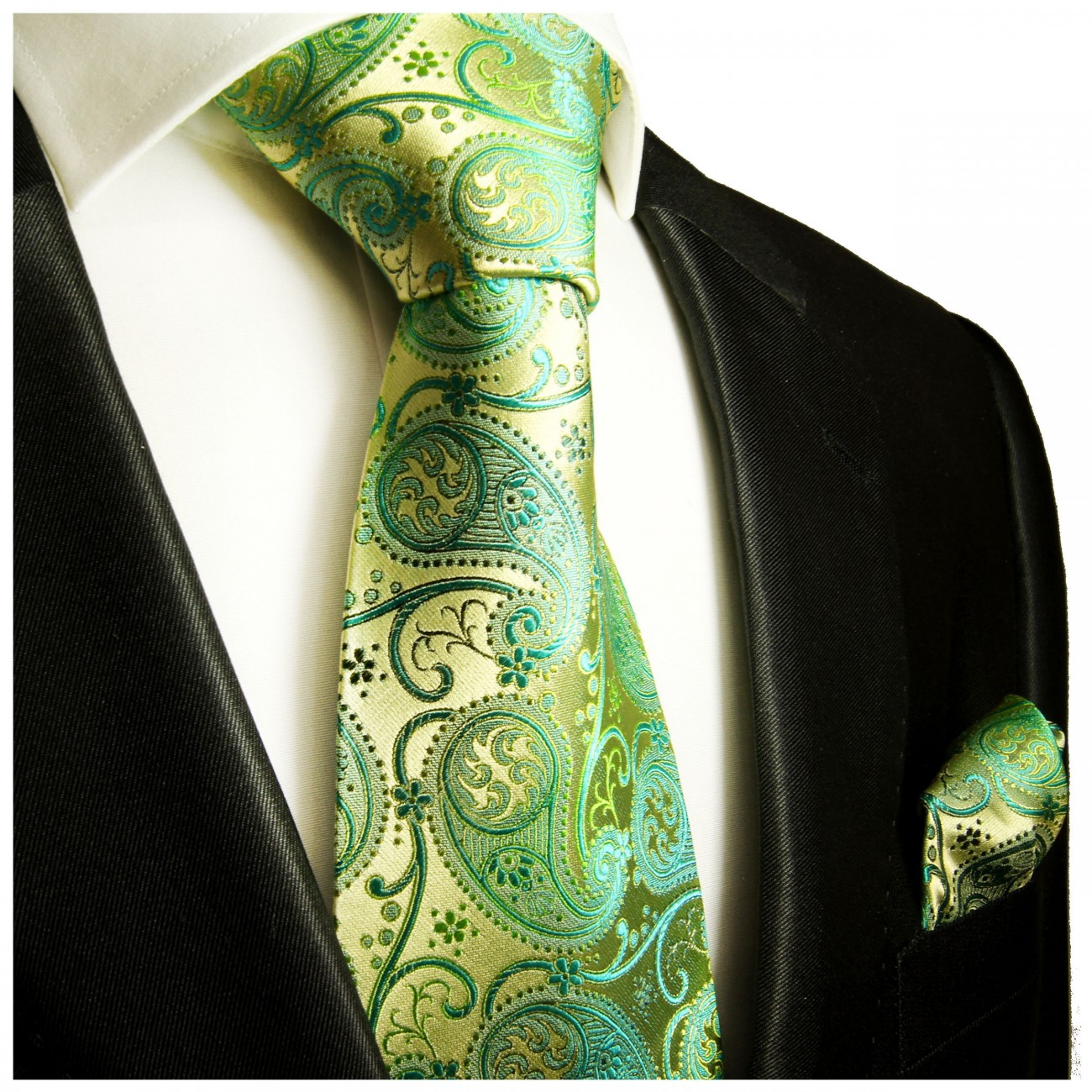 Krawatte gold grün brokat