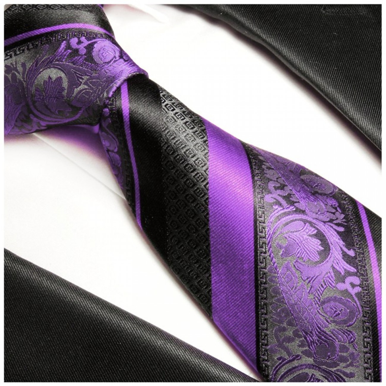 Krawatte lila schwarz barock gestreift
