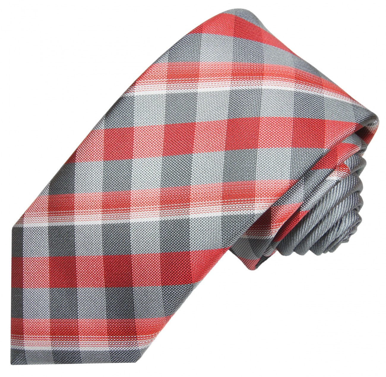 Kontrast Knoten Krawatten Set 2tlg Krawatte + Einstecktuch grau rot P3