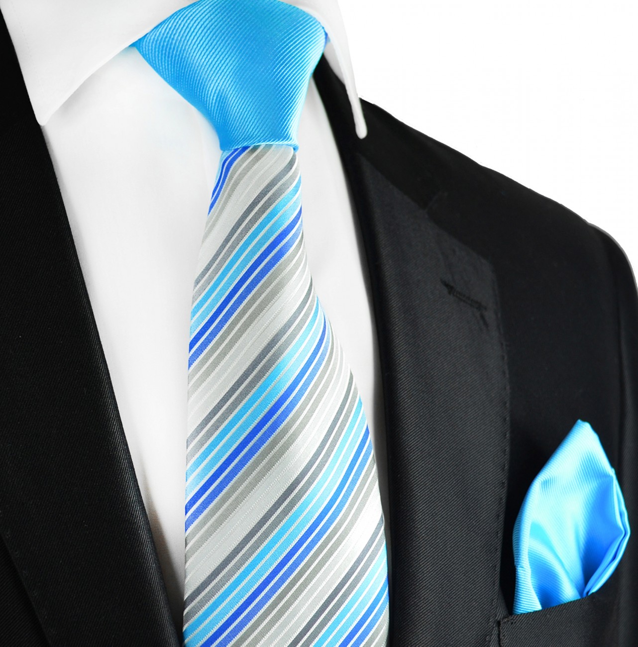 blau graues krawatten set 2tlg