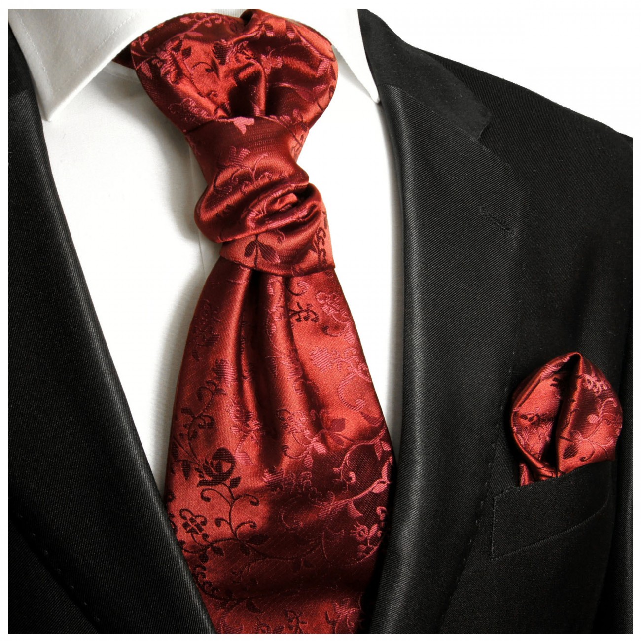 Plastron weinrot mit Einstecktuch | Hochzeitskrawatte | Ascot Hochzeit Krawatte