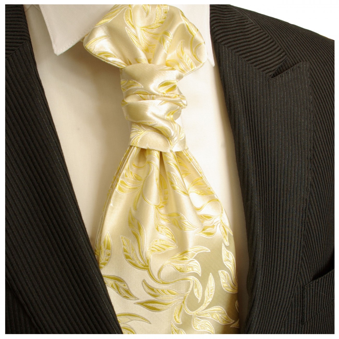 Hochzeitskrawatte | Plastron creme gold floral Hochzeit Krawatte