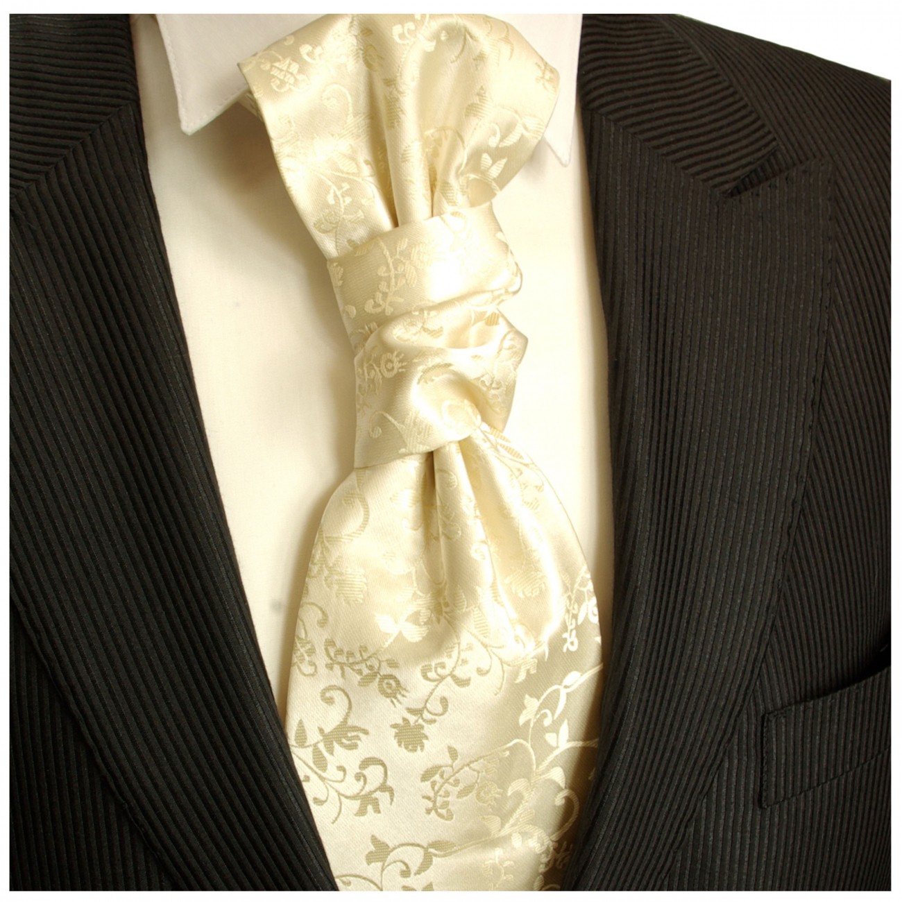 Hochzeitskrawatte | Plastron champagner floral Hochzeit Krawatte