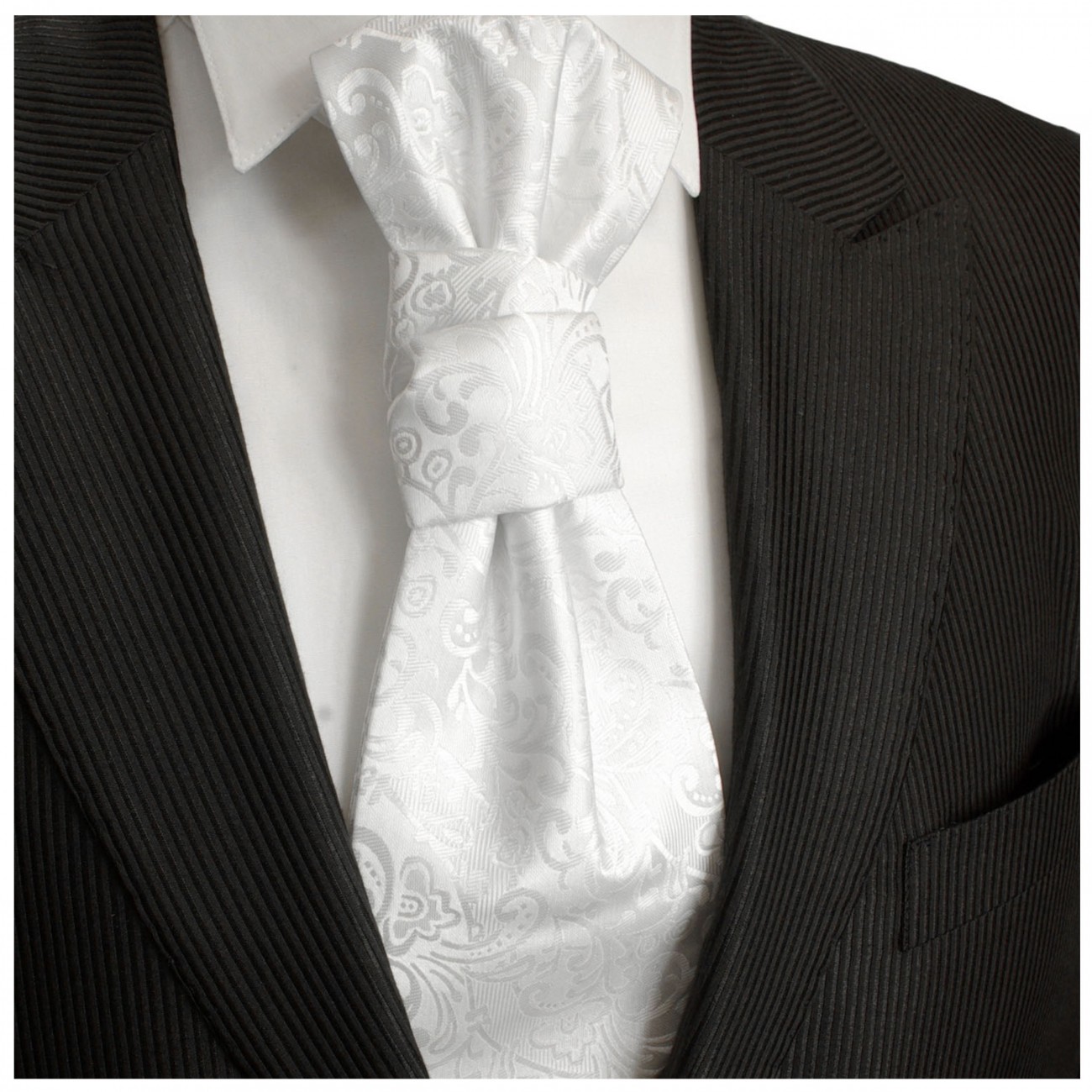 Hochzeitskrawatte | Plastron weiß barock Hochzeit Krawatte