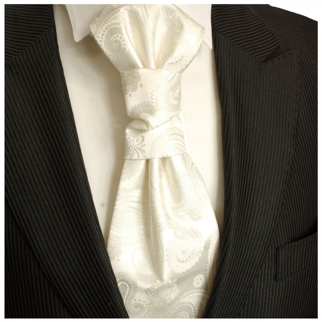 Hochzeitskrawatte | Plastron ivory paisley Hochzeit Krawatte