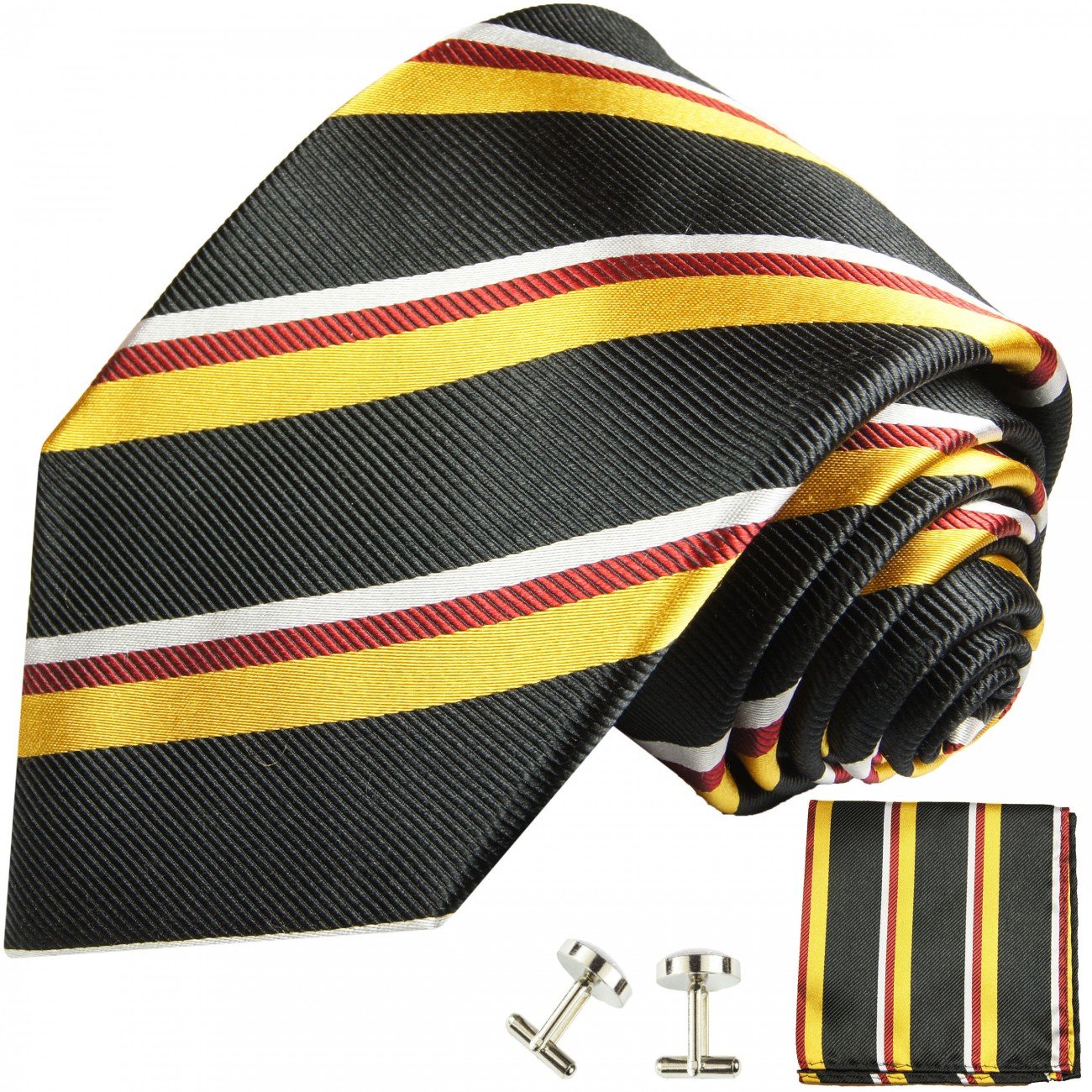 Krawatte schwarz rot gelb 132