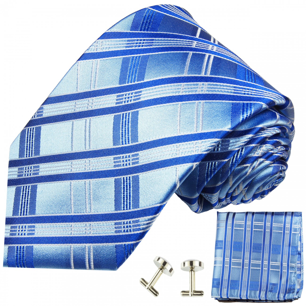 Krawatte blau Seide hellblau und dunkelblau gestreift 2018