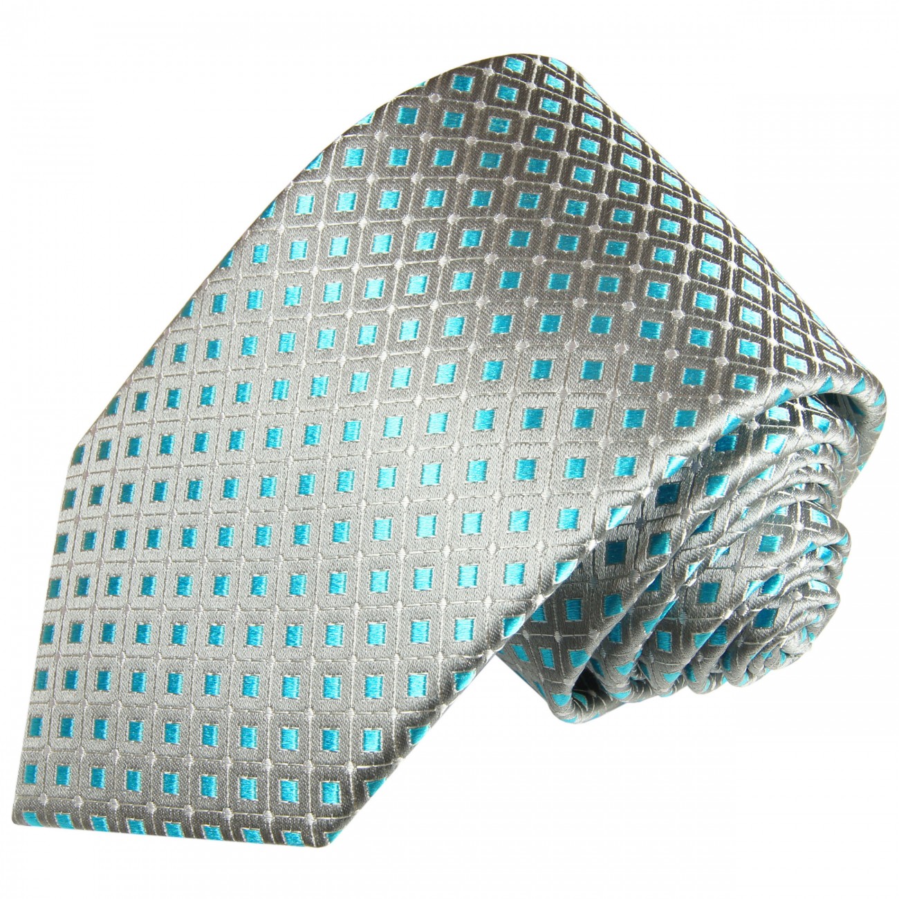 Krawatte grau silber türkis kariert 2059