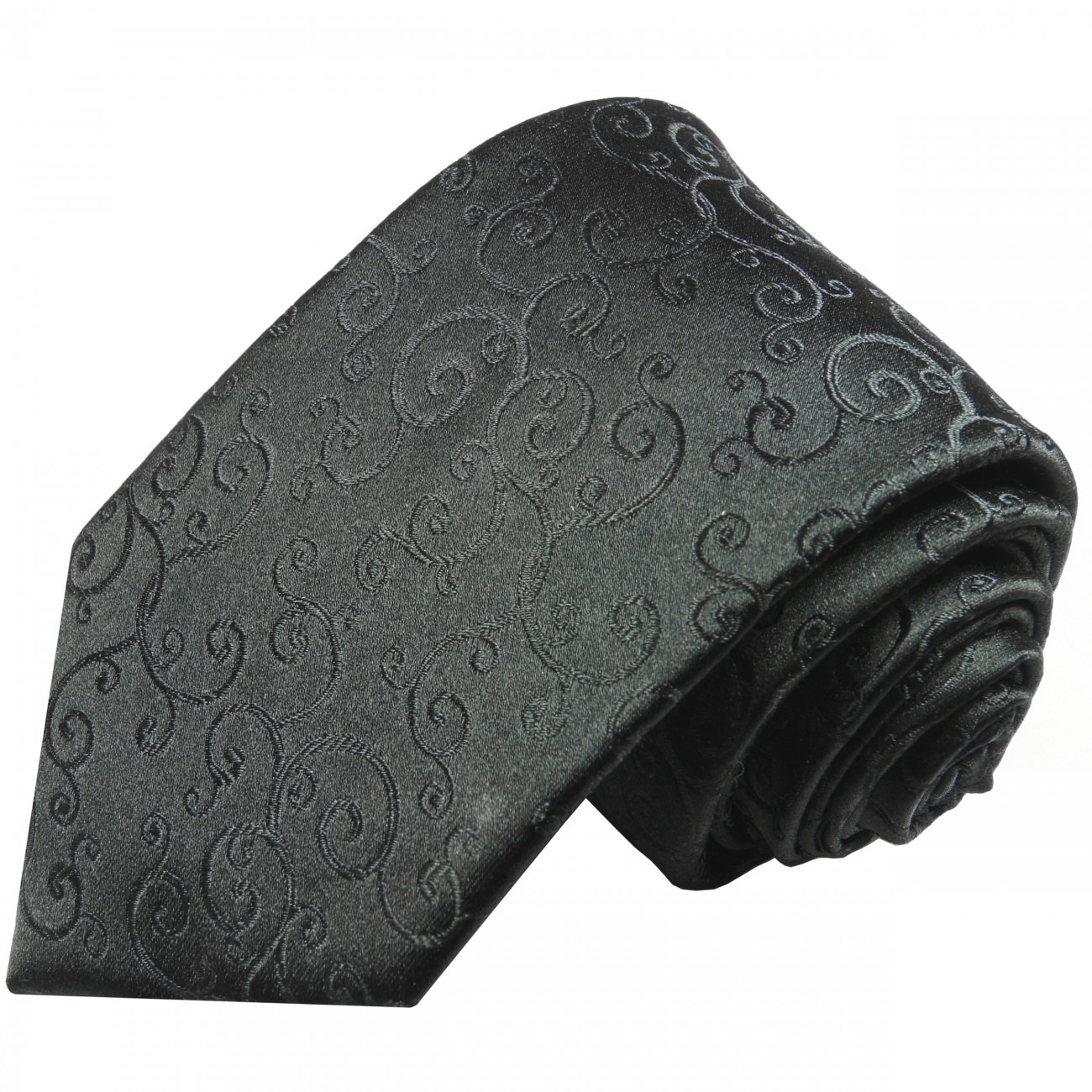 Schwarze Krawatte uni ornament Seide