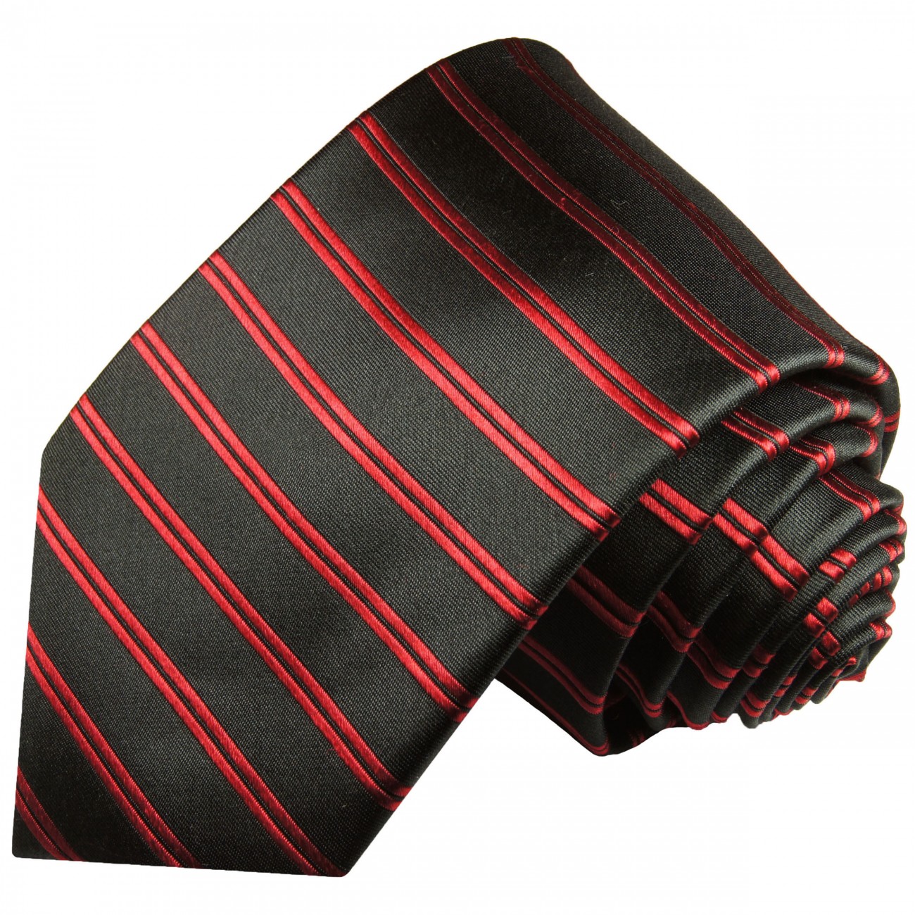 Krawatte rot gestreift schwarz Seide