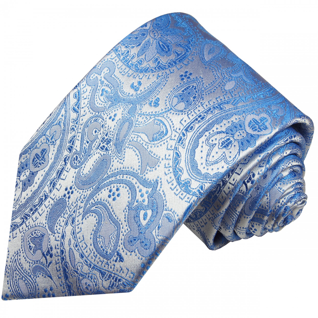 Krawatte blau silber paisley brokat 428