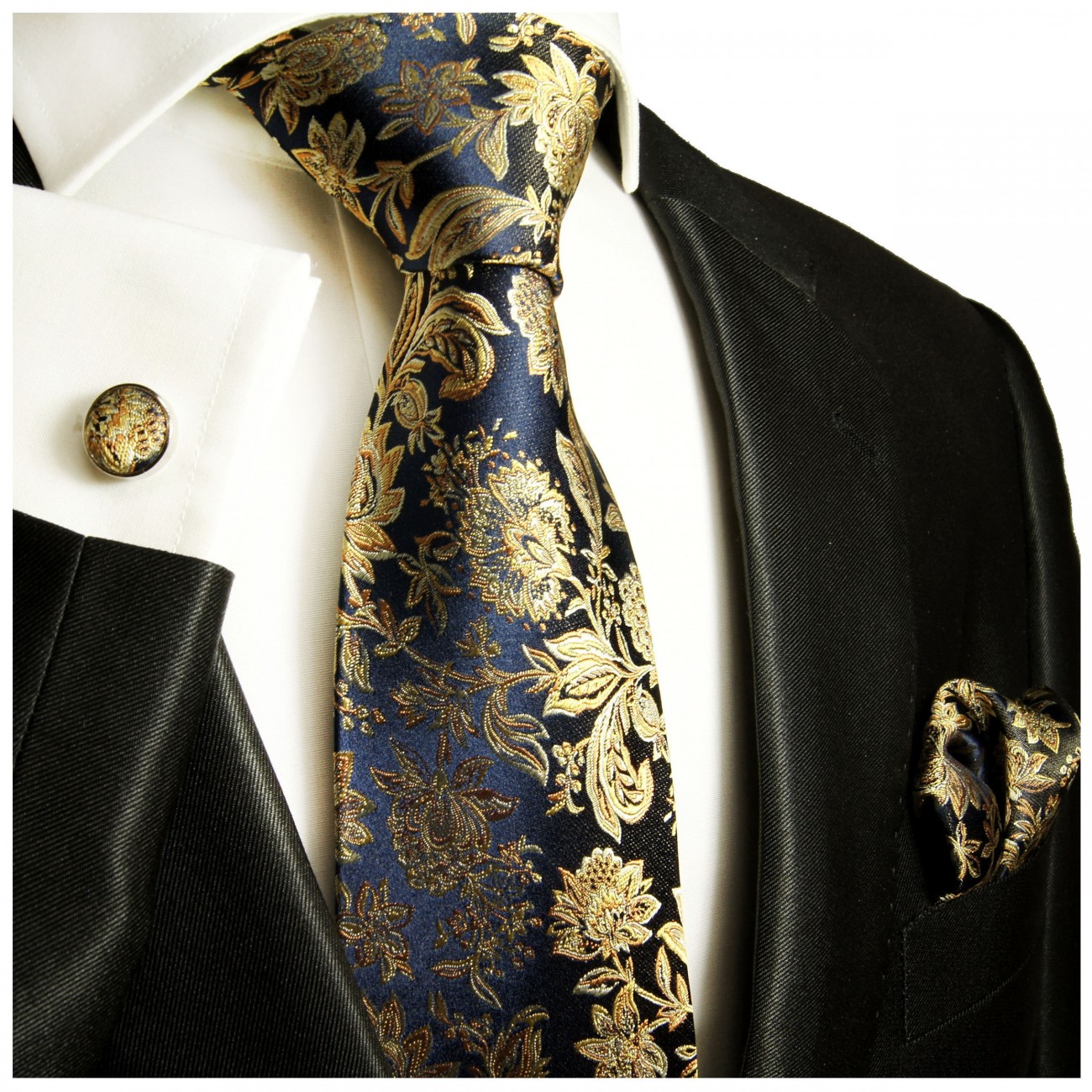 Krawatte gold blau 683
