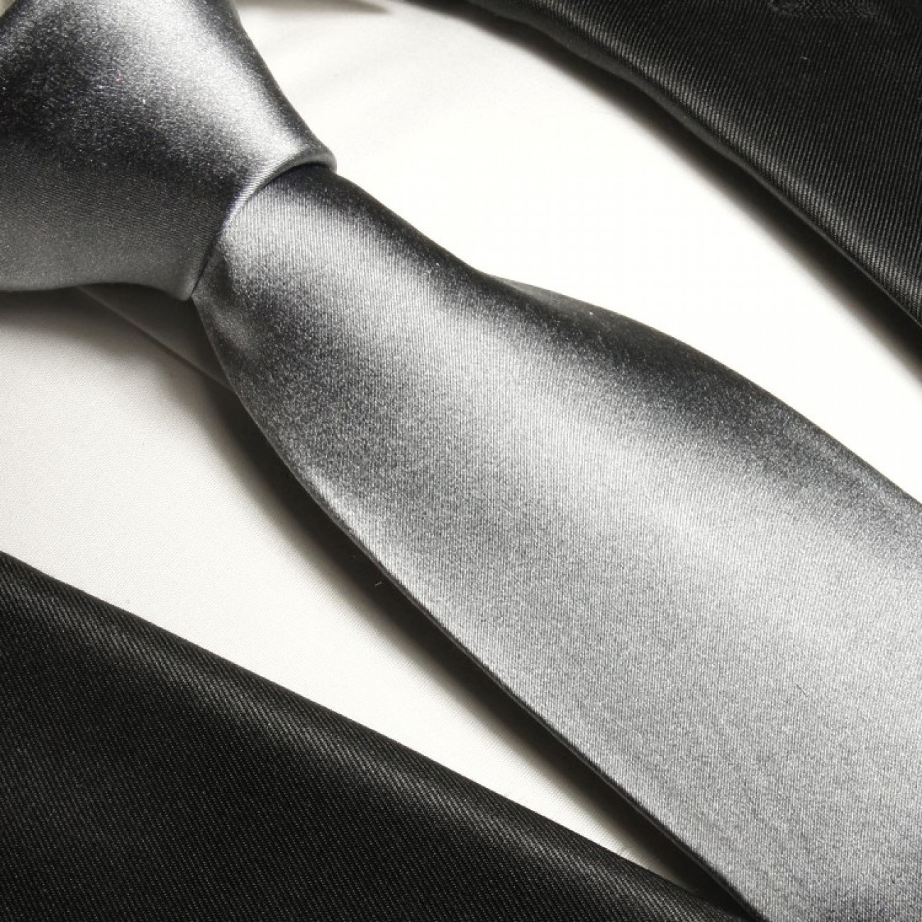 Krawatte silber grau uni satin | JETZT BESTELLEN - Paul Malone Shop
