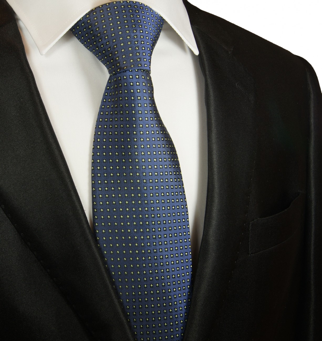 Extra lange Krawatte 165cm - Krawatte blau gepunktet