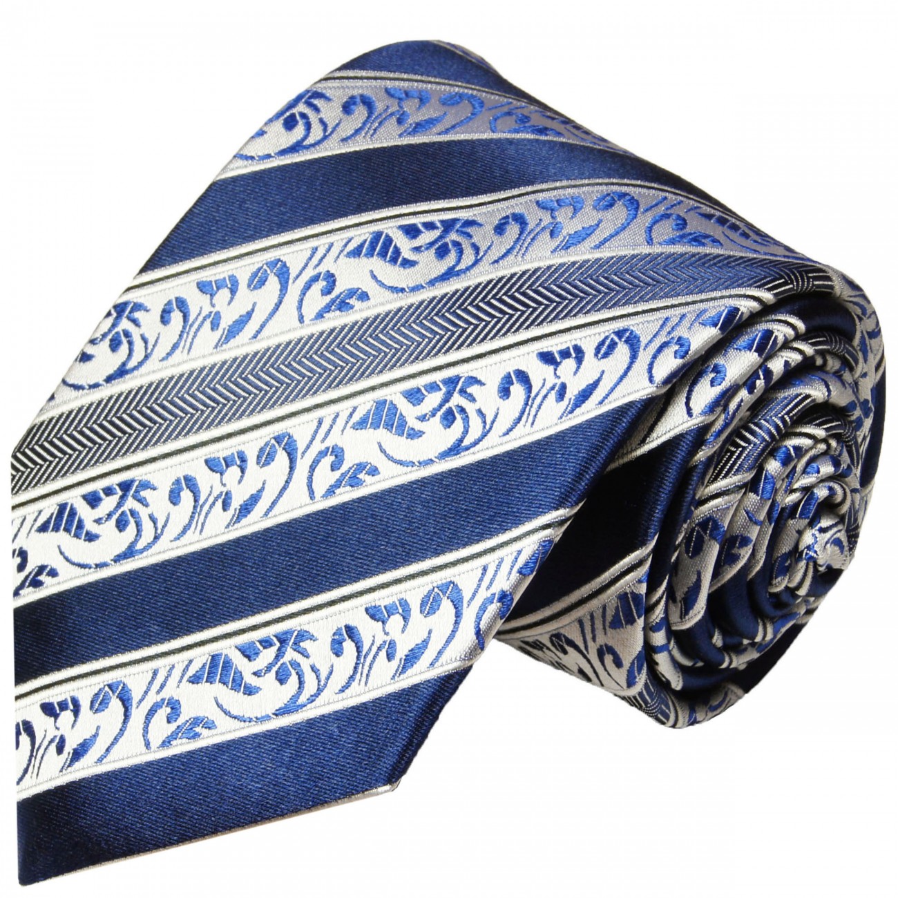 Extra lange Krawatte 165cm - blau barock gestreift