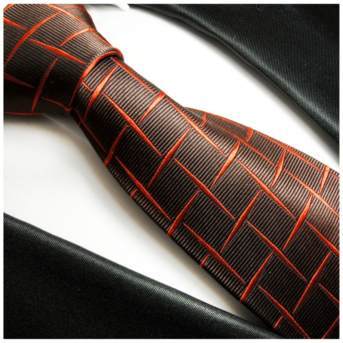 Extra lange Krawatte 165cm - Krawatte braun orange gestreift
