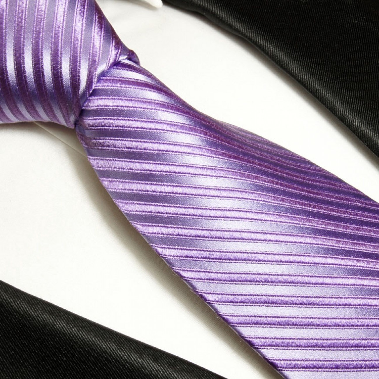 Extra lange Krawatte 165cm - Krawatte flieder lila gestreift