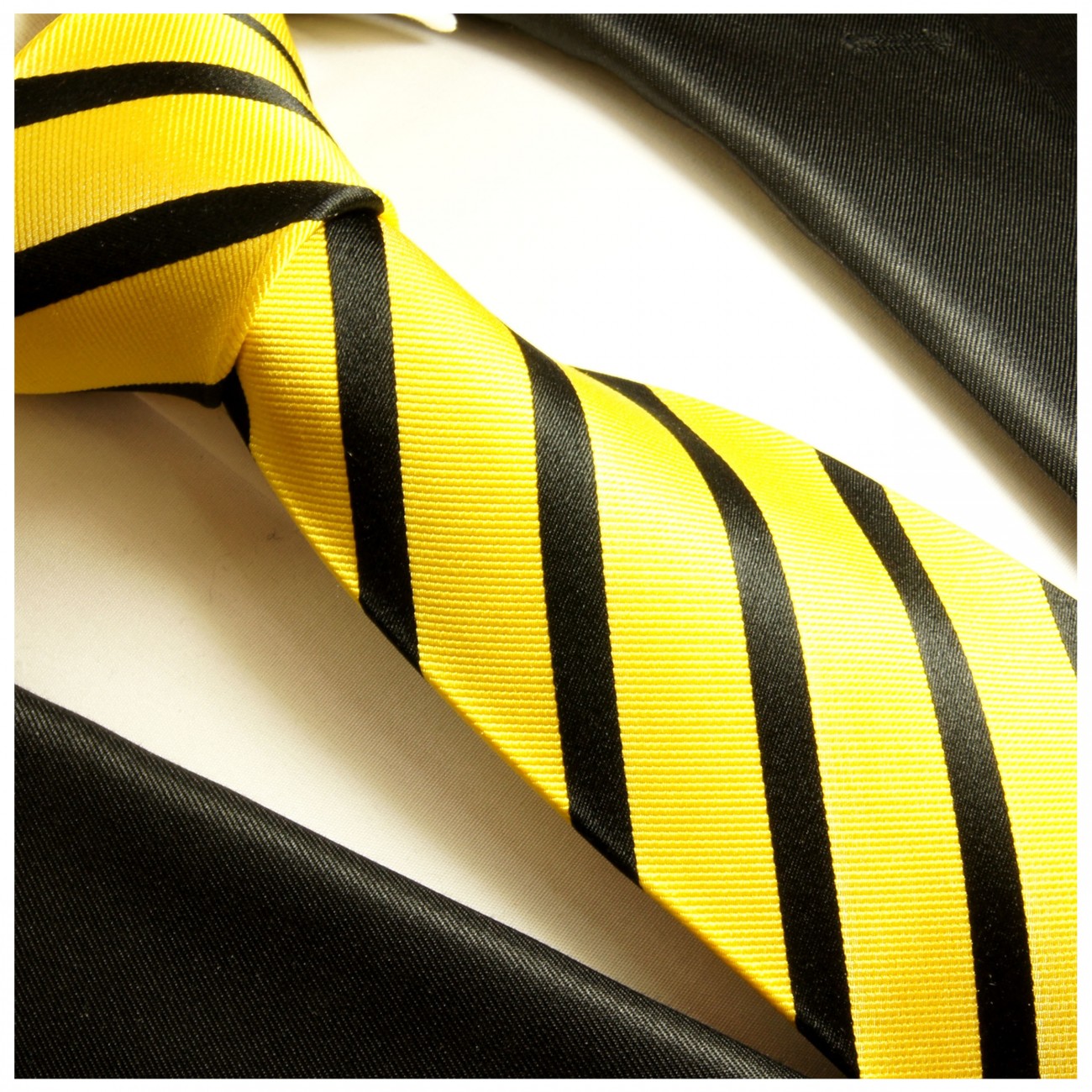 Extra lange Krawatte 165cm - gelb schwarz gestreift