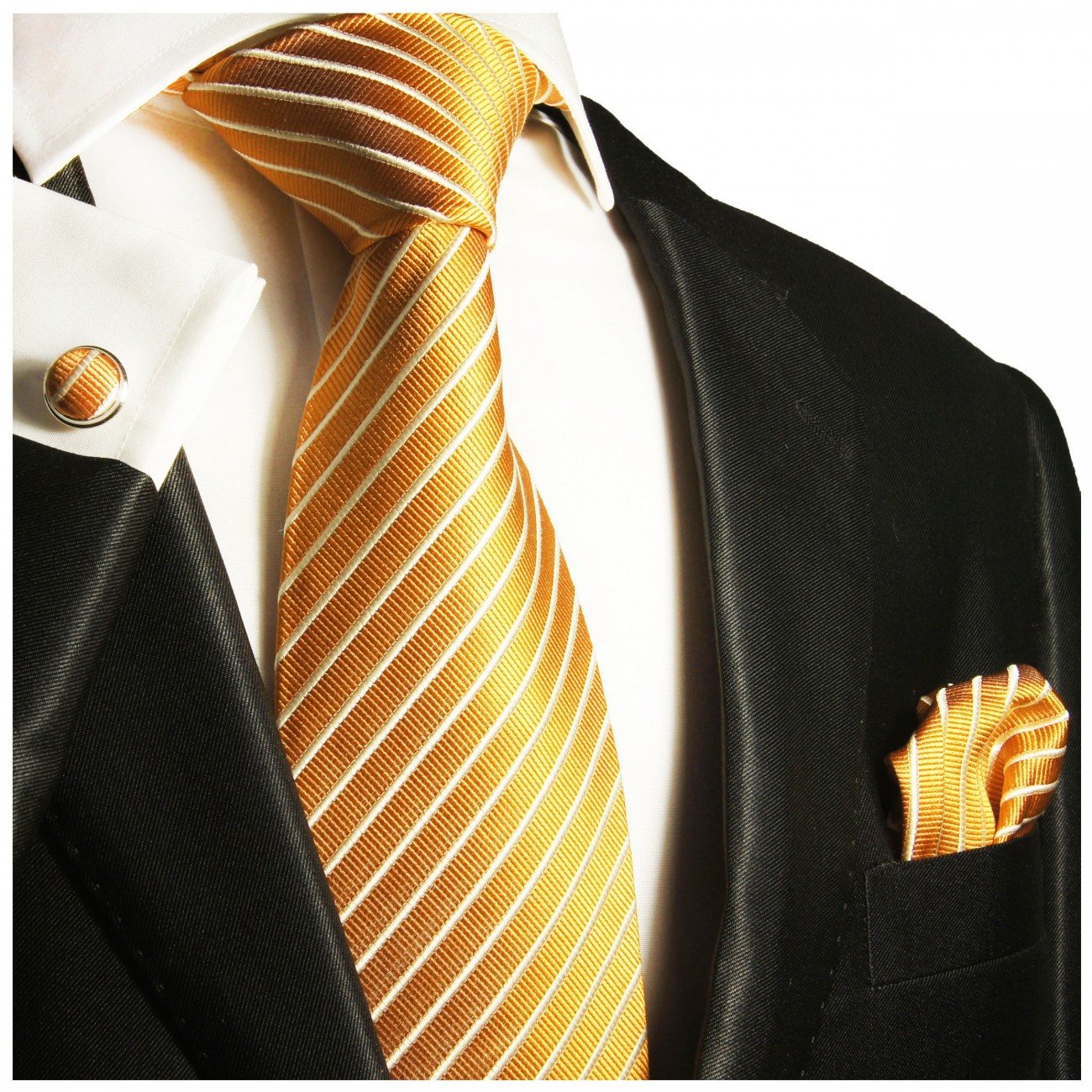 Extra lange Krawatte 165cm - gold gestreift