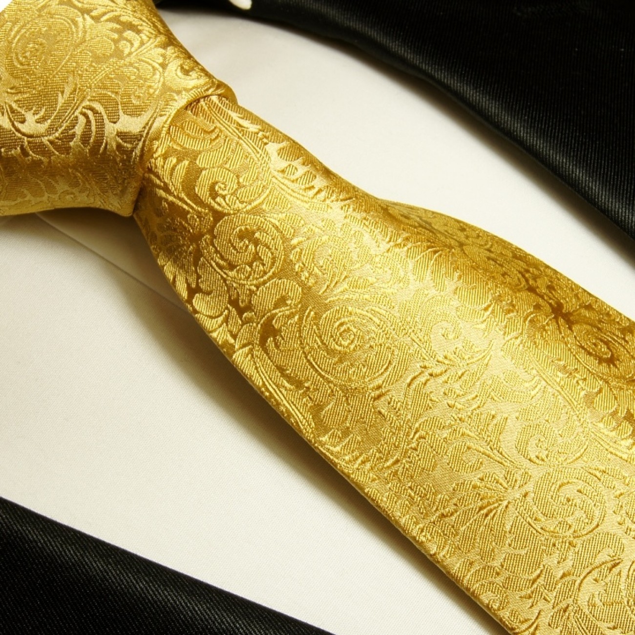 Goldene Krawatte barock Seide (extra lang 165cm) - Paul Malone Shop