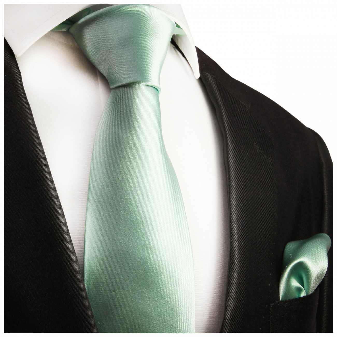 Extra lange Krawatte 165cm - Krawatte mint grün uni satin