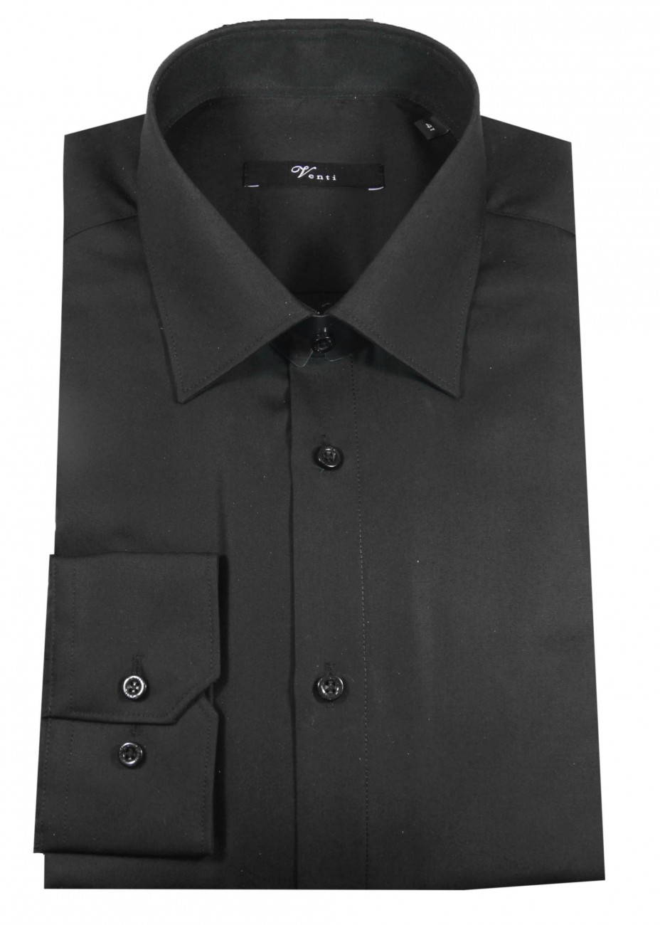 Herrenhemd schwarz Modern fit  | extra langer arm 72cm