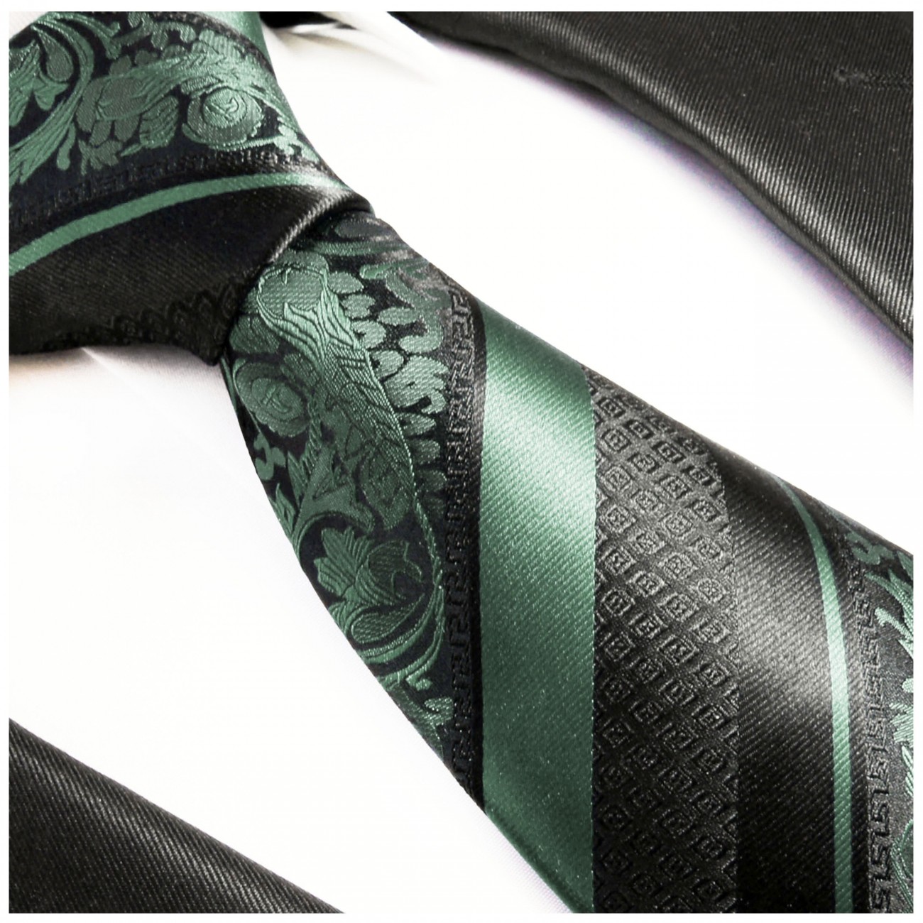 Krawatte mintgrün barock gestreift Seide