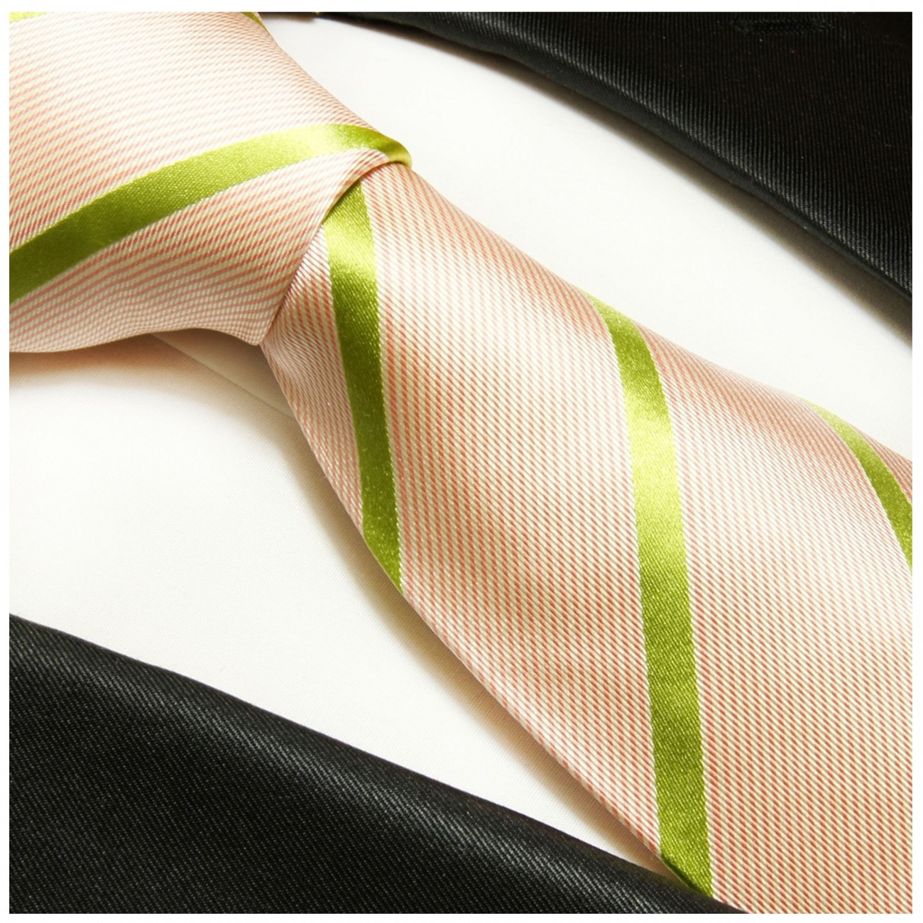Extra lange Krawatte 165cm - Krawatte lachs grün gestreift