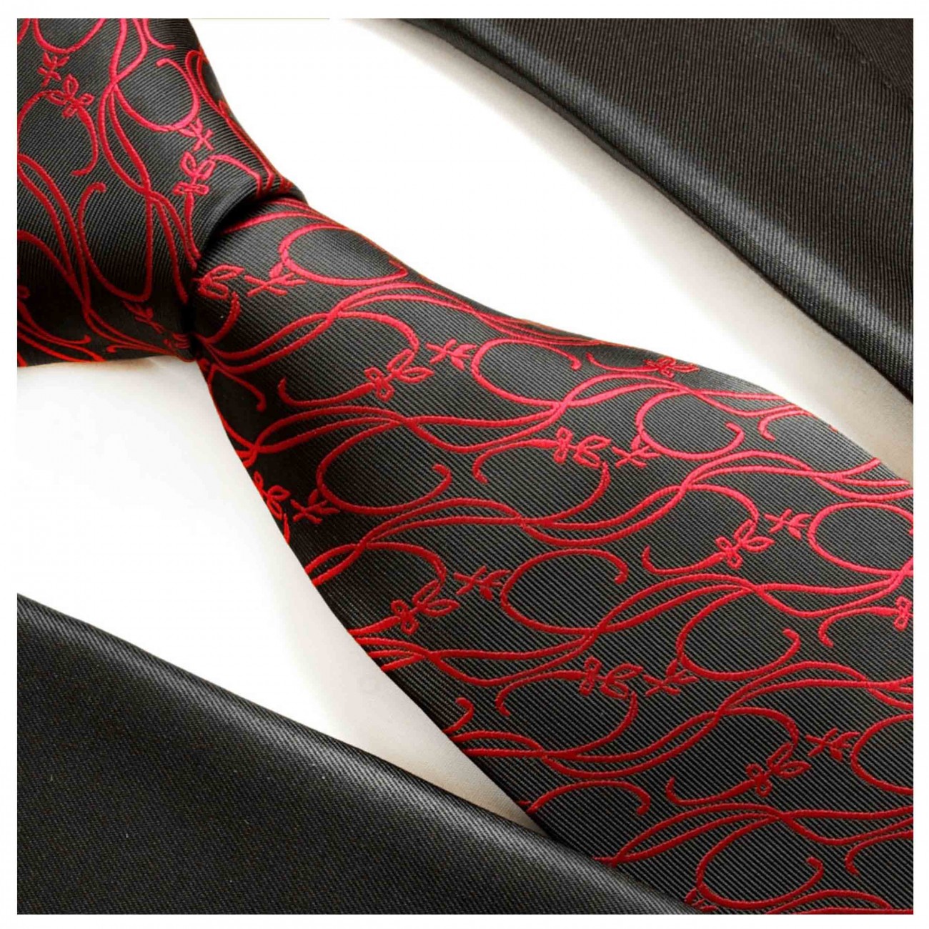 Herren Krawatte rot schwarz gepunket