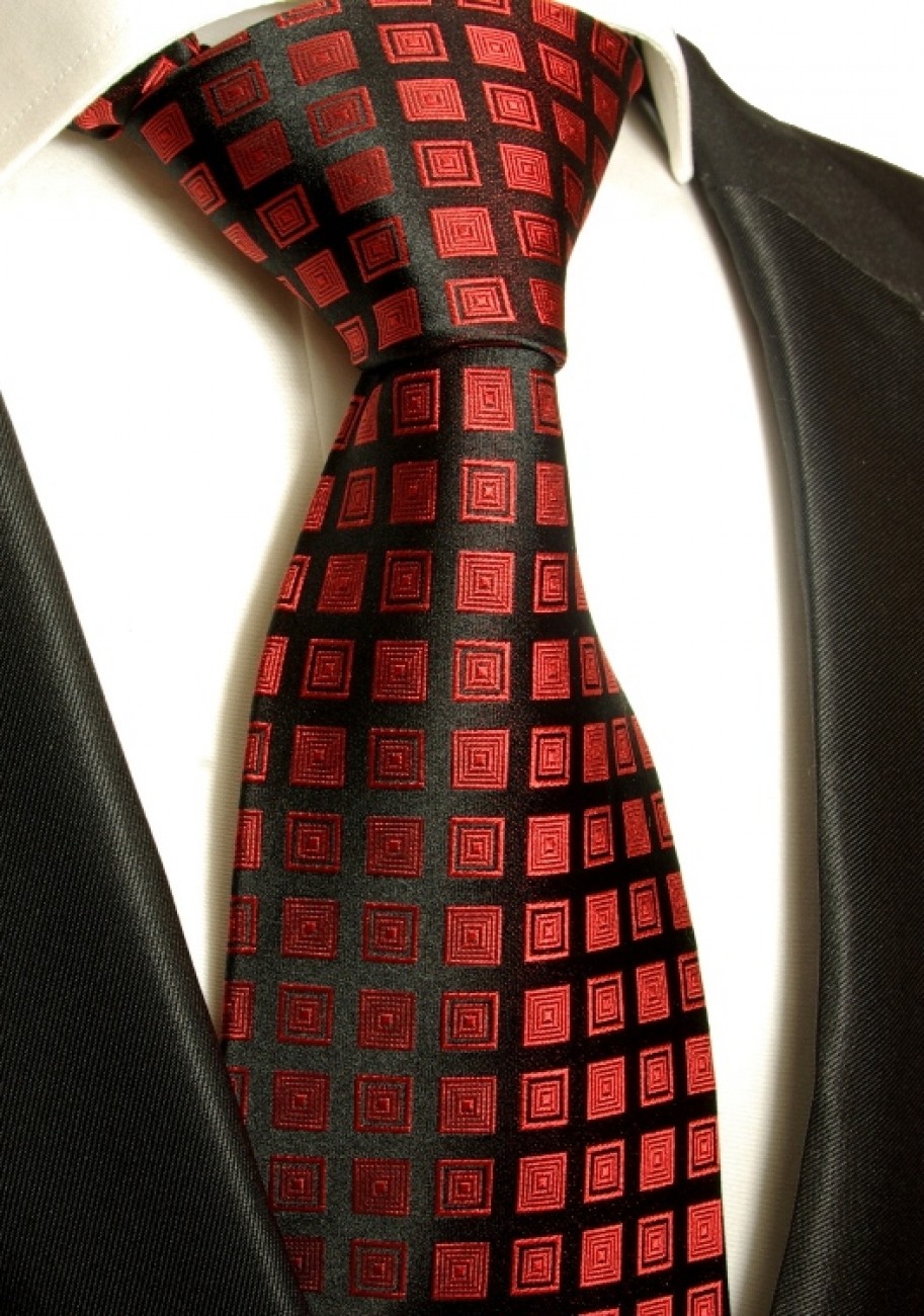 rote Krawatte Seide kariert