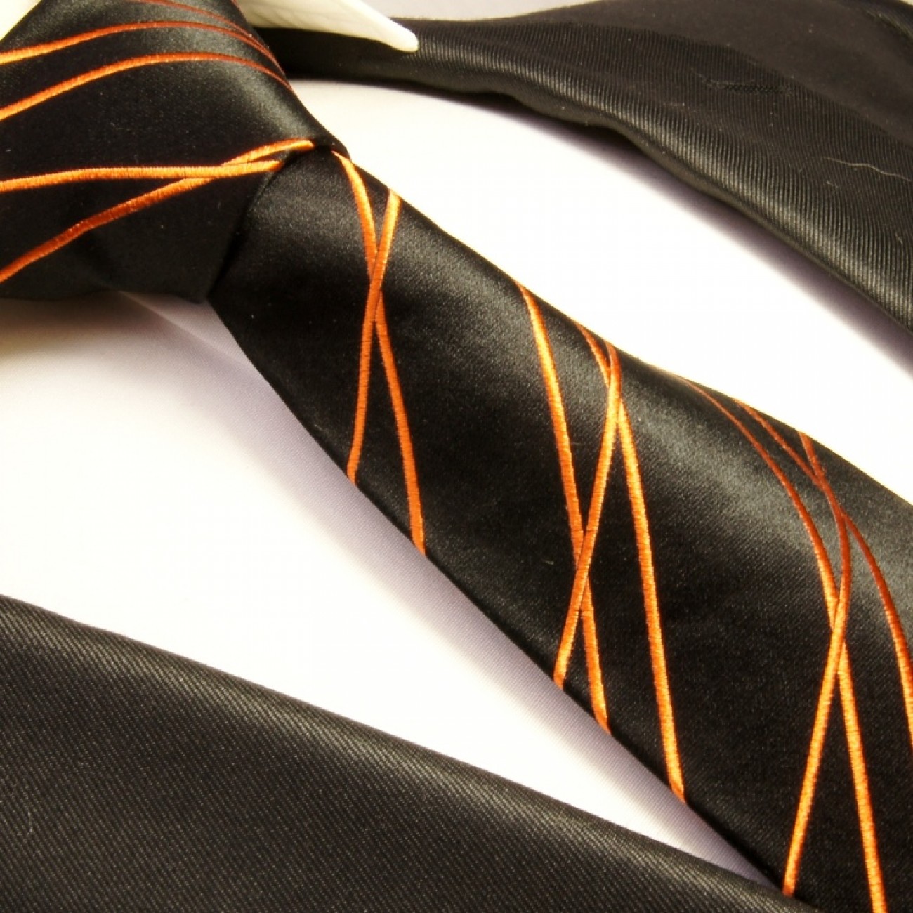 Meister Designer Krawatte orange gemustert Seide   S1235 VKF NEU 