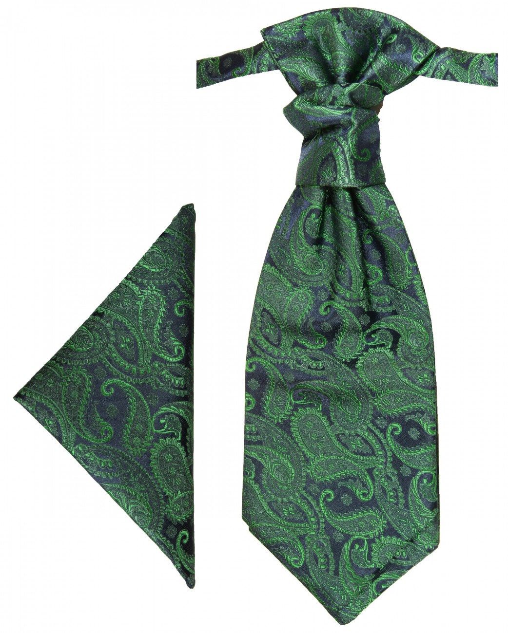 Blau grünes Plastron mit Einstecktuch paisley | Hochzeitskrawatte | Hochzeit Krawatte