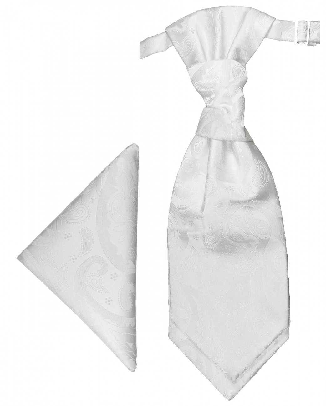 Weißes Plastron mit Einstecktuch paisley | Hochzeitskrawatte | Ascot Hochzeit Krawatte