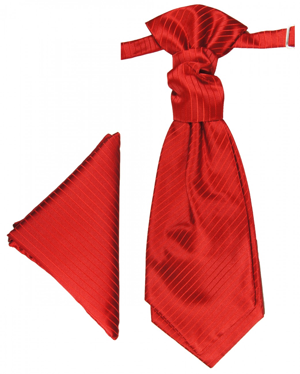 Rotes Plastron mit Einstecktuch uni | Hochzeitskrawatte | Ascot Hochzeit Krawatte