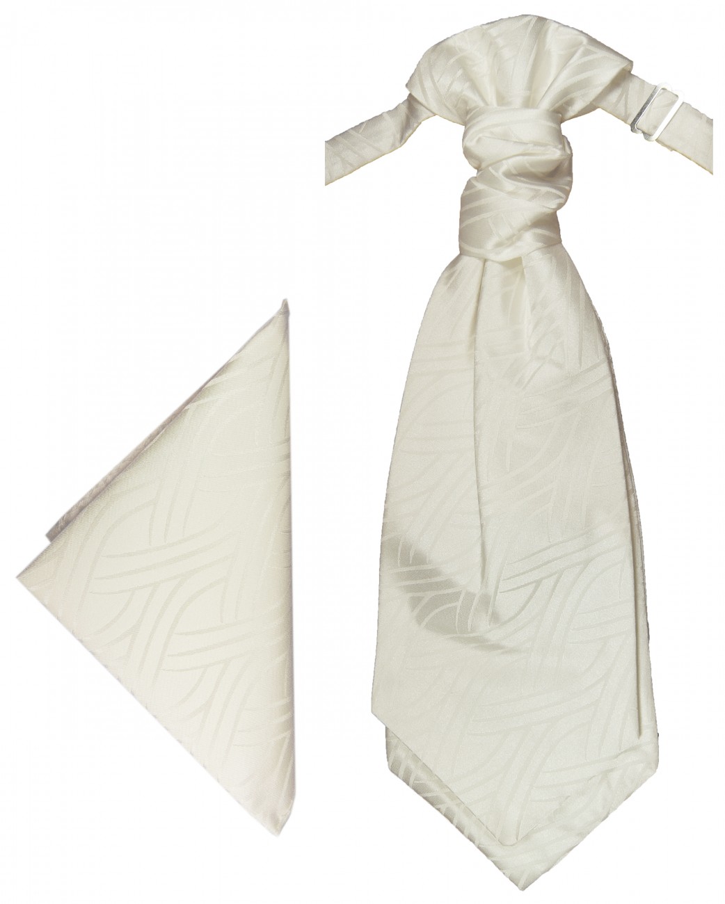 Ivory elfenbein Plastron mit Einstecktuch gestreift | Hochzeitskrawatte | Ascot Hochzeit Krawatte
