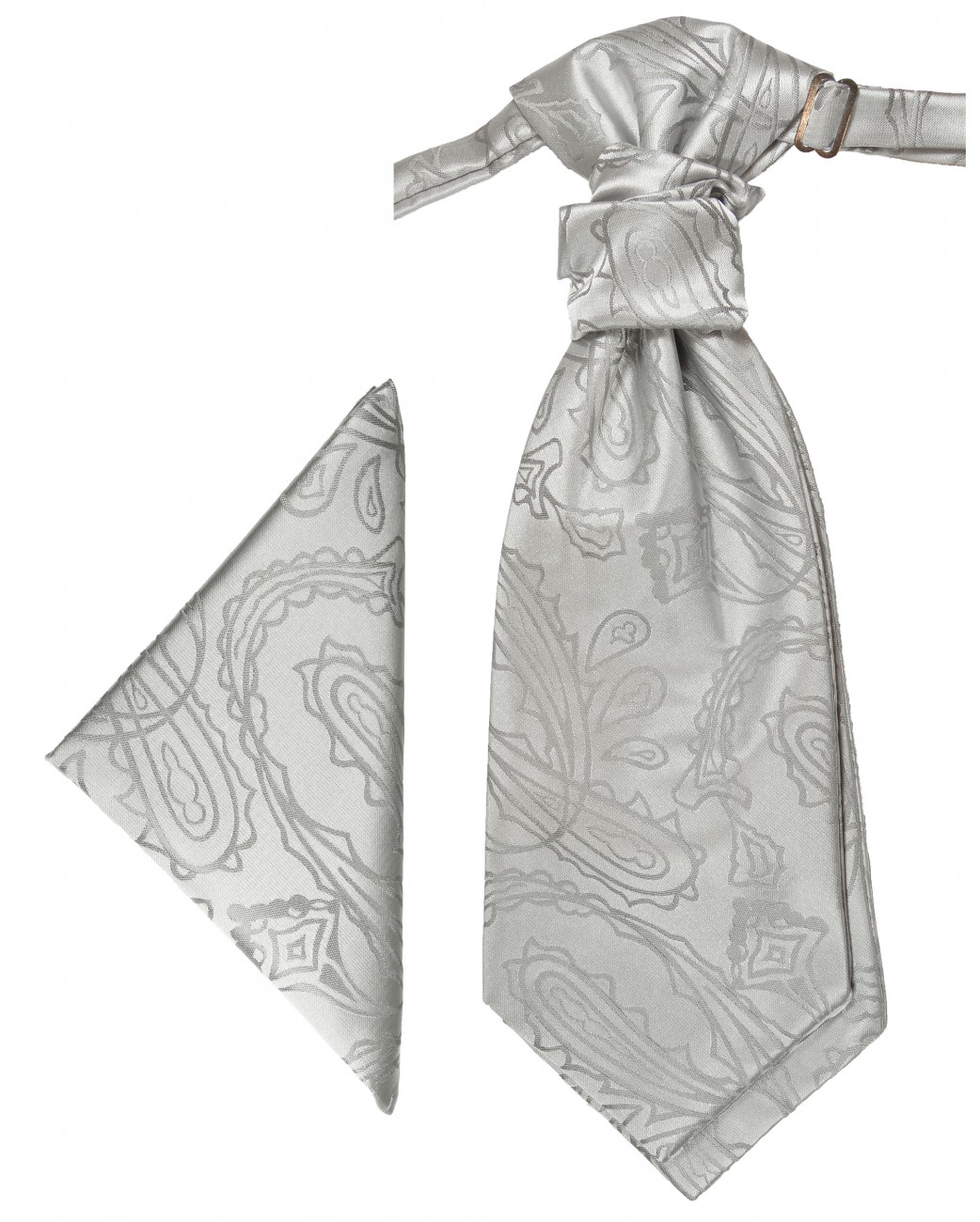 Silber Plastron mit Einstecktuch paisley | Hochzeitskrawatte | Ascot Hochzeit Krawatte
