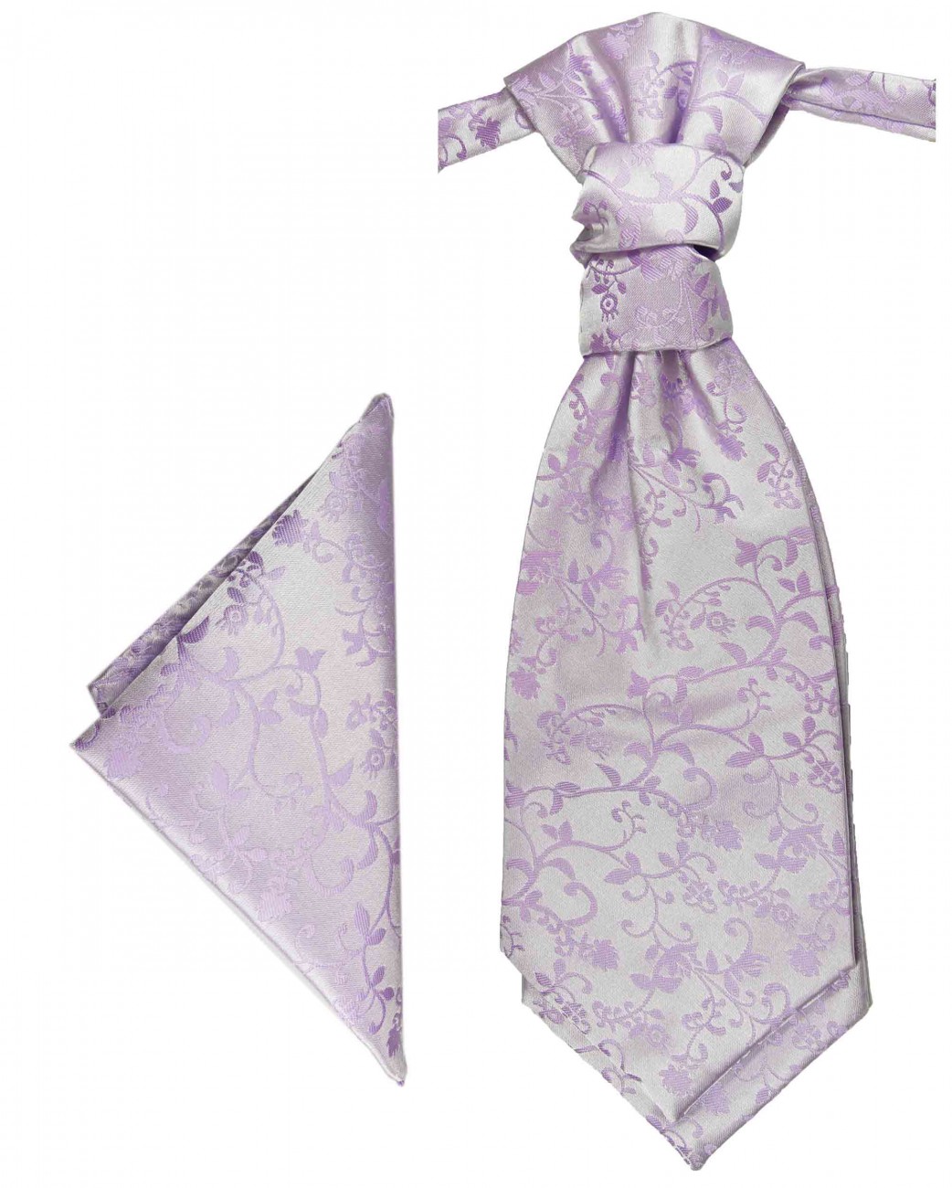 Lila flieder Plastron mit Einstecktuch floral | Hochzeitskrawatte | Ascot Hochzeit Krawatte
