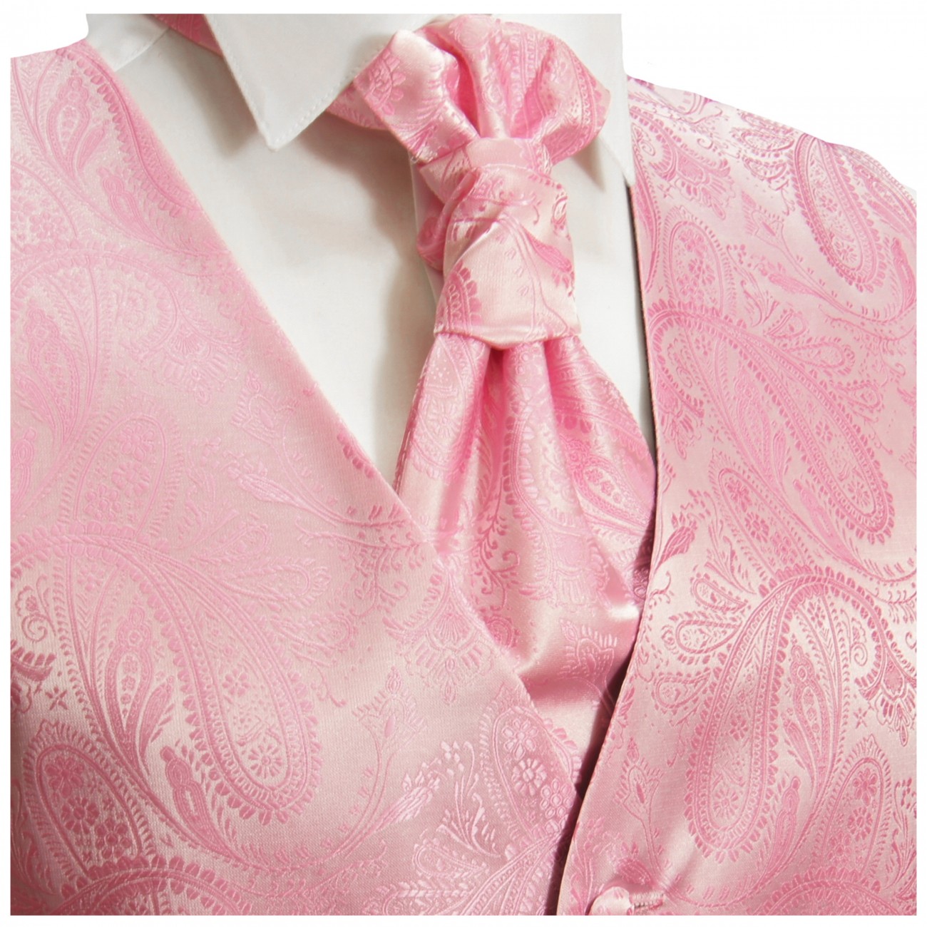 Hochzeitswesten Set 5tlg pink + Hemd Modern Fit weiss V94HL81