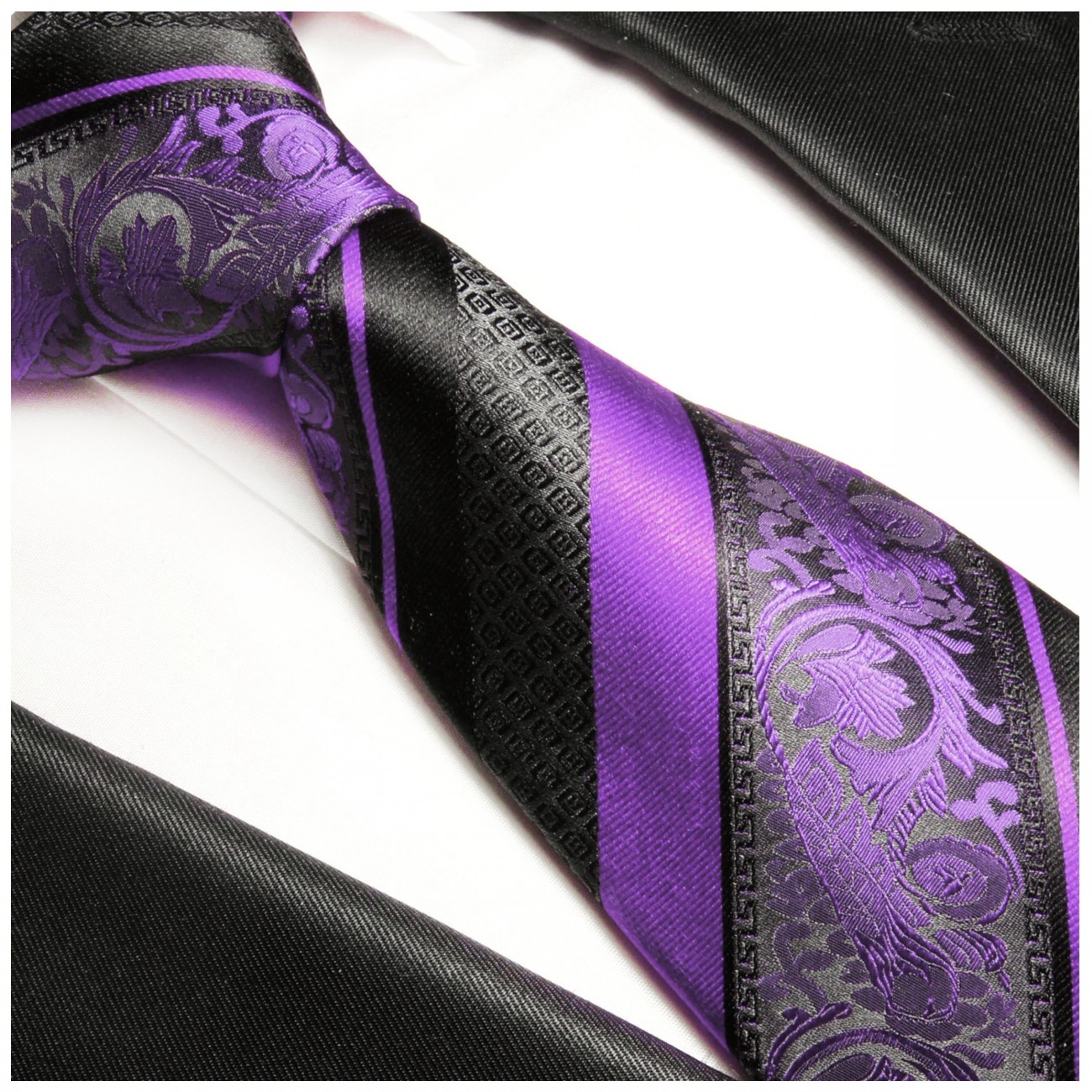 Extra lange Krawatte 165cm - lila barock gestreift