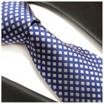 Paul Malone Krawatte 100% Seide ( extra lang 165cm ) blau silber 321