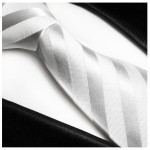 Silber weiße Krawatte 100% Seidenkrawatte ( extra lang 165cm ) 401