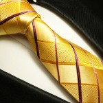 Paul Malone Krawatte 100% Seide ( extra lang 165cm ) gelb gold 538