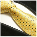 Gold gelbe extra lange XL Krawatte 100% Seidenkrawatte by Paul Malone 689