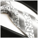Silberne Krawatte 100% Seidenkrawatte ( extra lang 165cm ) 932