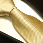 Krawatte braun gold 100% Seide uni gestreift 804
