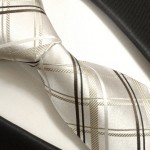 Ivory braune extra lange XL Krawatte 100% Seidenkrawatte by Paul Malone 943