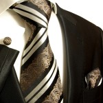 Black barock necktie set 3pcs + handkerchief + cufflinks 516