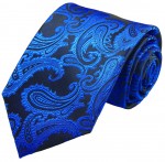 Krawatte blau schwarz paisley | Bräutigam Hochzeit Krawatte v98