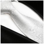 Krawatte weiß uni 100% Seide barock 946